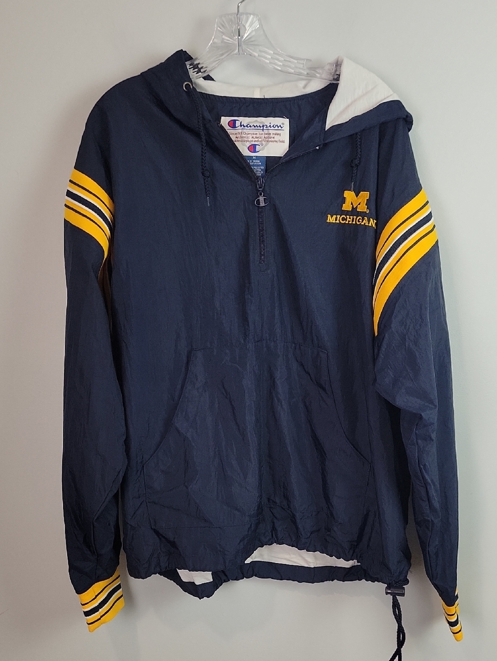University of Michigan Champion pullover quarter zip windbreaker jacket Medium